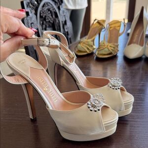 Palter Deliso wedding bridal Cream Embellished Heels 37